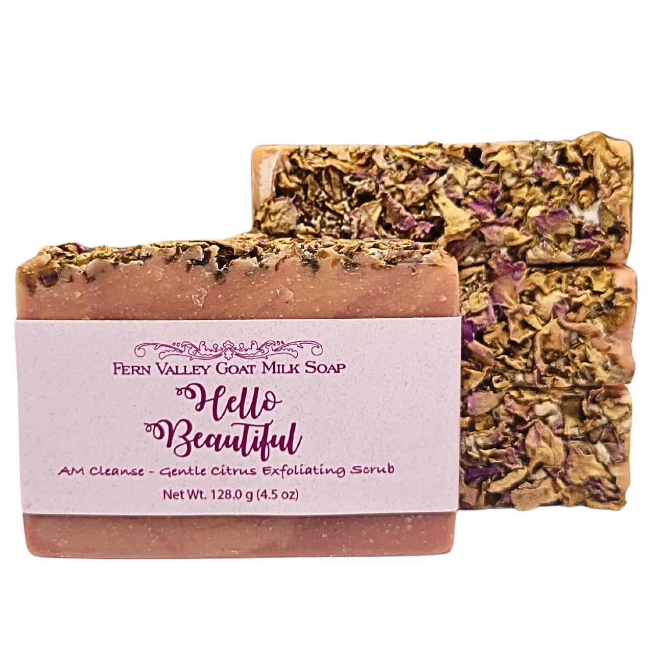 Natural Goat Milk Soap | Exfoliating Scrub | Hello Beautiful AM Cleanse