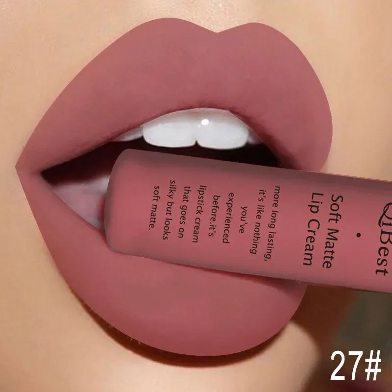 Matte Liquid Lipstick Waterproof Long Lasting Sexy Velvet Lip Gloss Nude Pigment Red Black Women Beauty Makeup Cosmetics