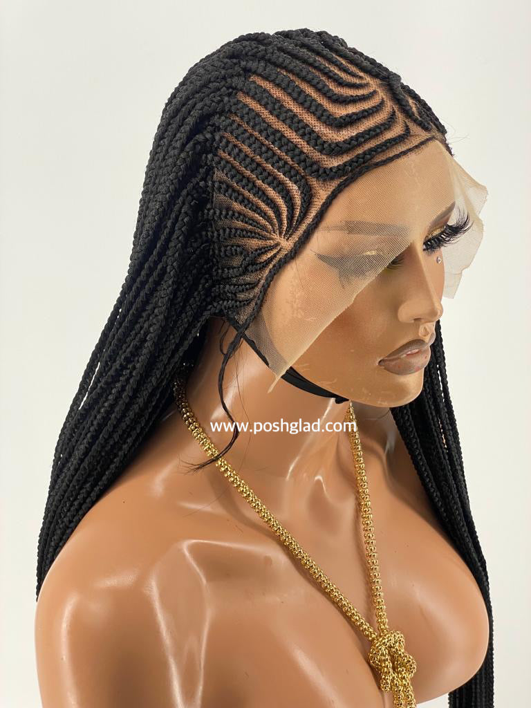 Cornrow Braid Wig "13 by 4 Lace Frontal" Wig Val